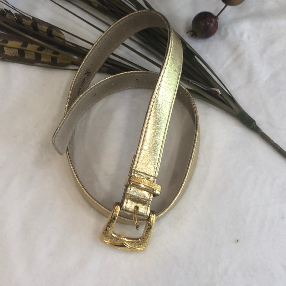 Art vintage gold belt etched buckle #97A